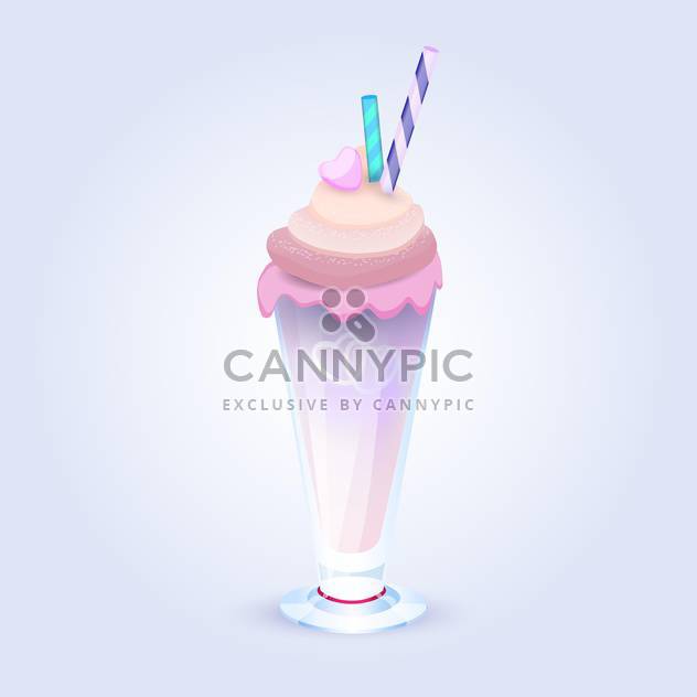 Vector illustration of sweet berry milkshake with straws in glass on blue background - vector gratuit #125734 