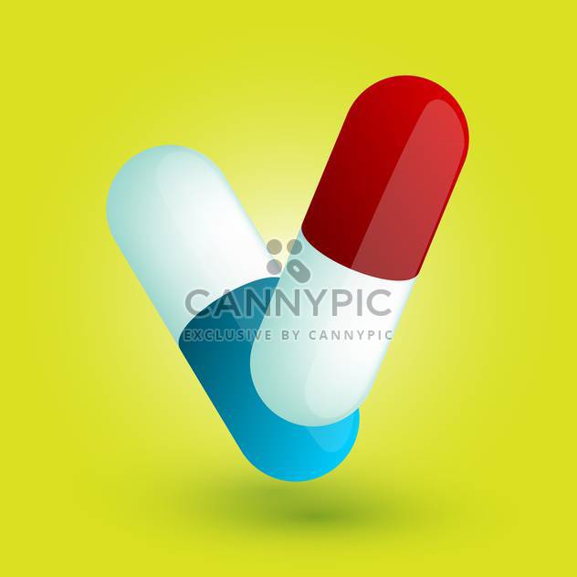 Vector illustration of two colorful pills on yellow background - бесплатный vector #125744