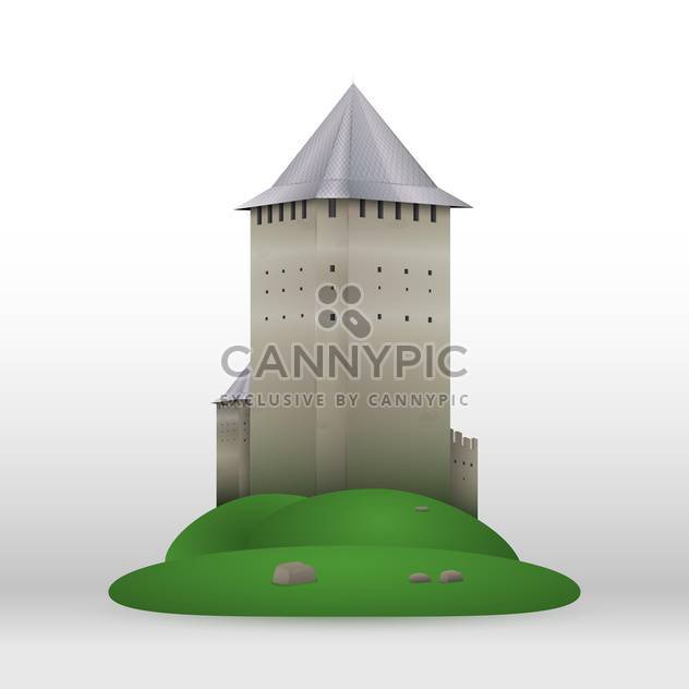 Vector illustration of old castle on green hill on white background - Free vector #125814