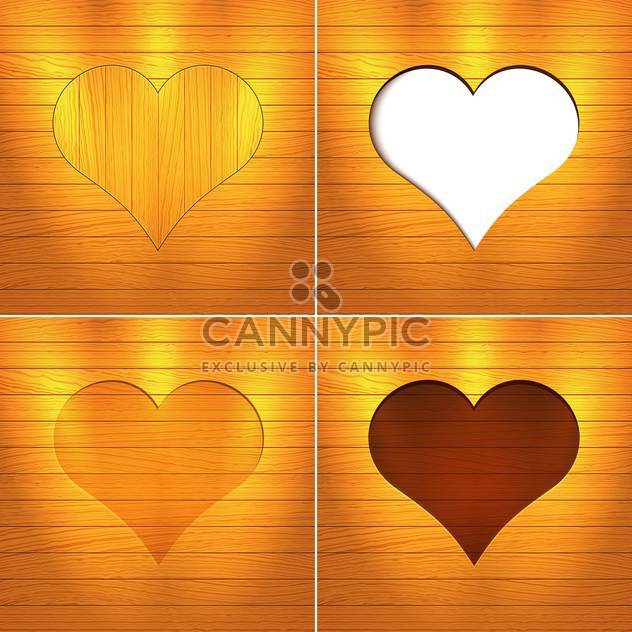 Vector illustration of hearts on brown wooden background with text place - vector #126184 gratis