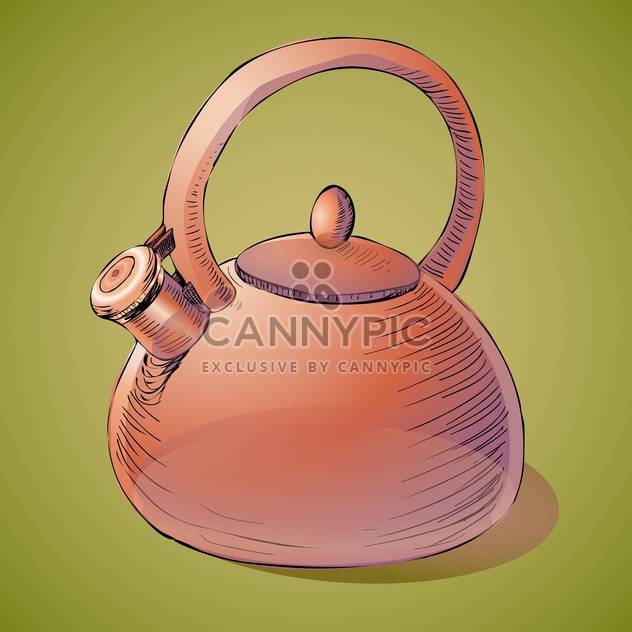 Vector illustration of classic brown kettle on green background - Kostenloses vector #126384