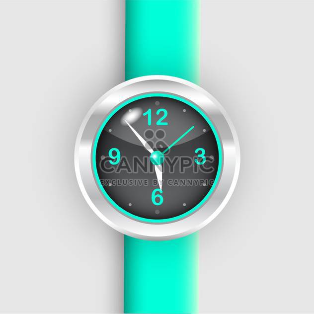 Vector illustration of wristwatch with green bracelet on white background - vector #126464 gratis