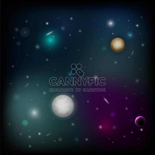 vector illustration of space background with planets - vector gratuit #126534 