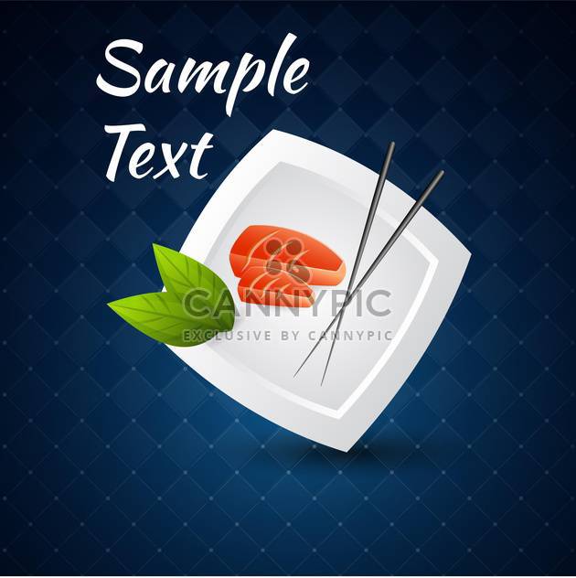 Vector blue background with sushi on plate and chopsticks - vector gratuit #126564 
