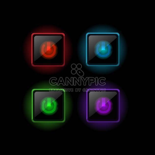 Vector set of power colorful buttons on black background - бесплатный vector #126584