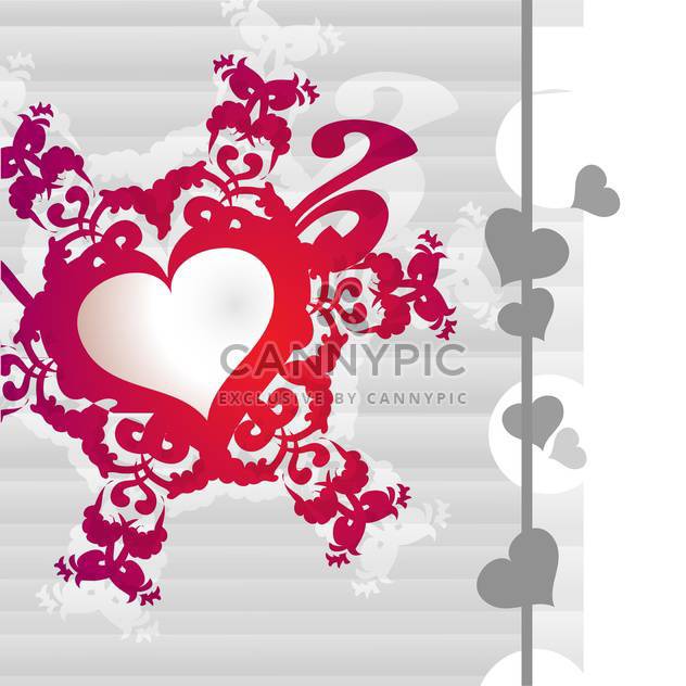 Vector white background with red floral art heart - Free vector #126734