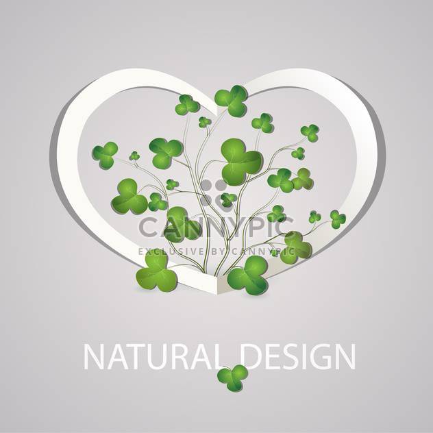 Heart with clover leaves on grey background - vector gratuit #126754 