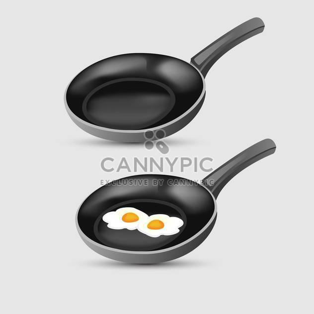 Vector illustration of fried eggs on frying pan - vector gratuit #126924 
