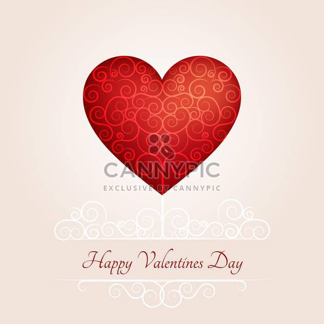 Valentine day greeting card with red heart and text place - vector gratuit #126974 