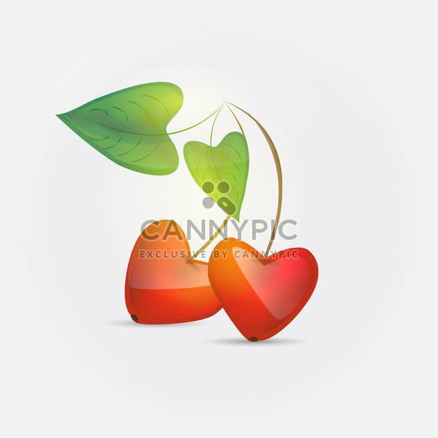 heart shaped cherries on white background - Free vector #127024