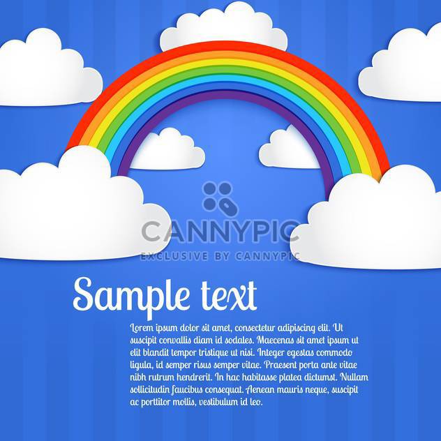 Vector background with colorful rainbow on blue sky with clouds - vector gratuit #127104 