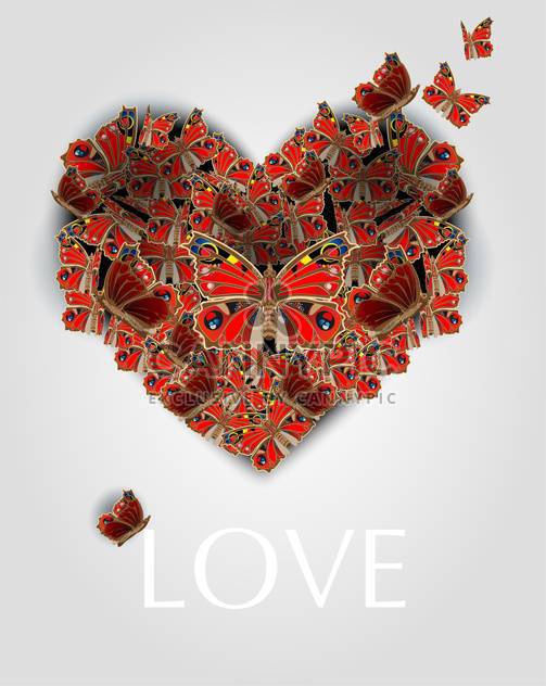 Vector illustration of heart with butterflies for valentine card - vector gratuit #127154 