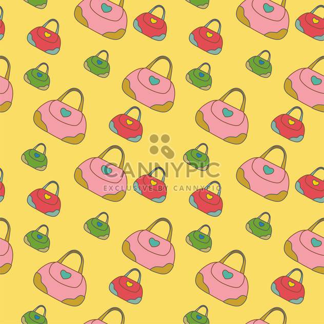 Seamless texture with fashionable bags on yellow background - Free vector #127244
