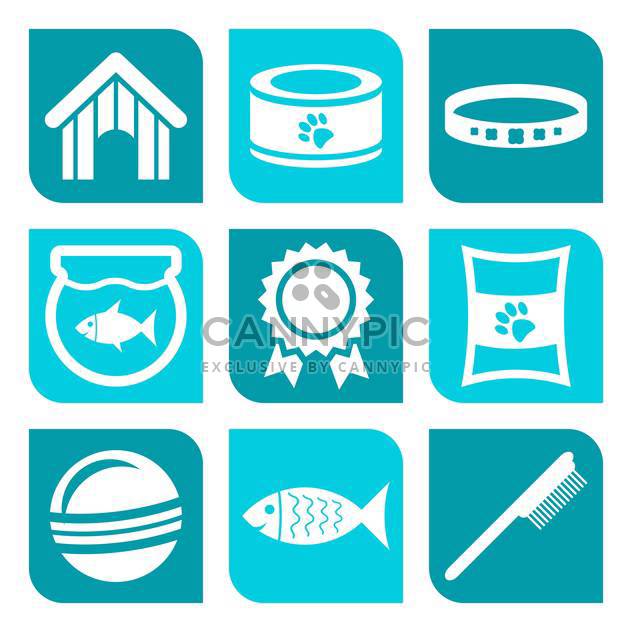 vector collection of pet care icons on blue background - Free vector #127294