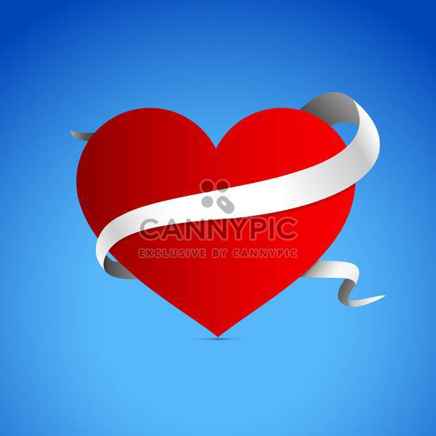holiday background with red heart on blue background - vector gratuit #127374 