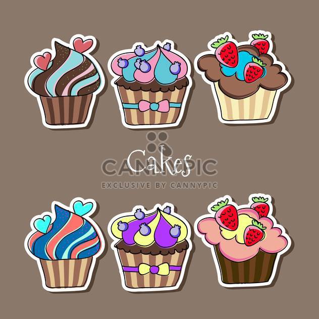 Vector set of delicious colorful cupcakes - vector gratuit #127414 