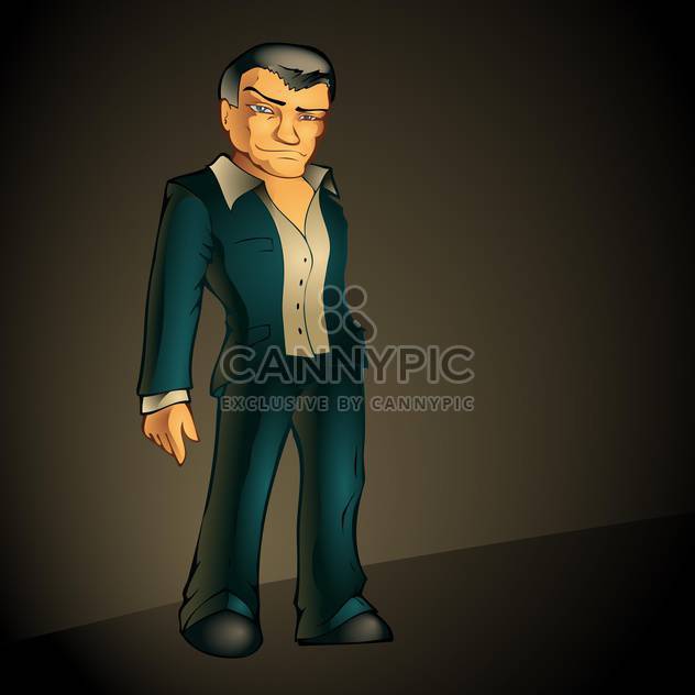 cartoon man in suit on dark background - vector gratuit #127684 