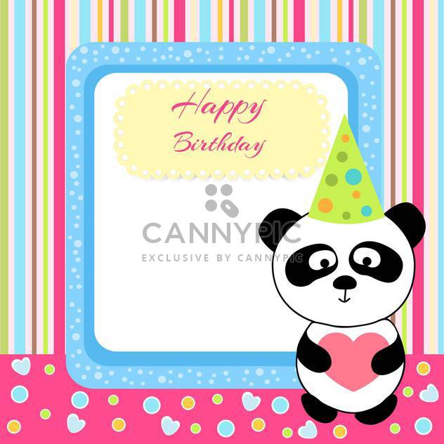 Vector cute panda with birthday card and text place - бесплатный vector #127964