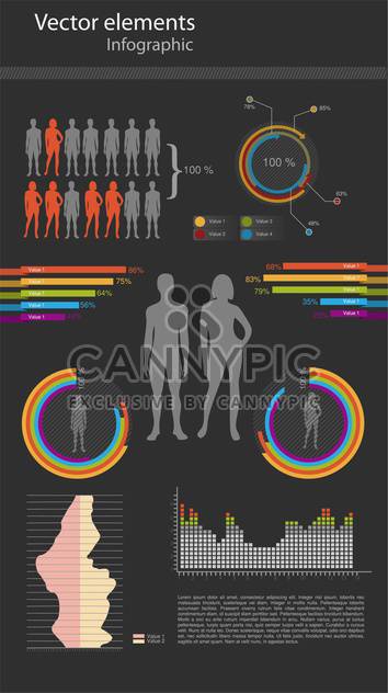 vector illustration of colorful infographics on black background - vector gratuit #128064 