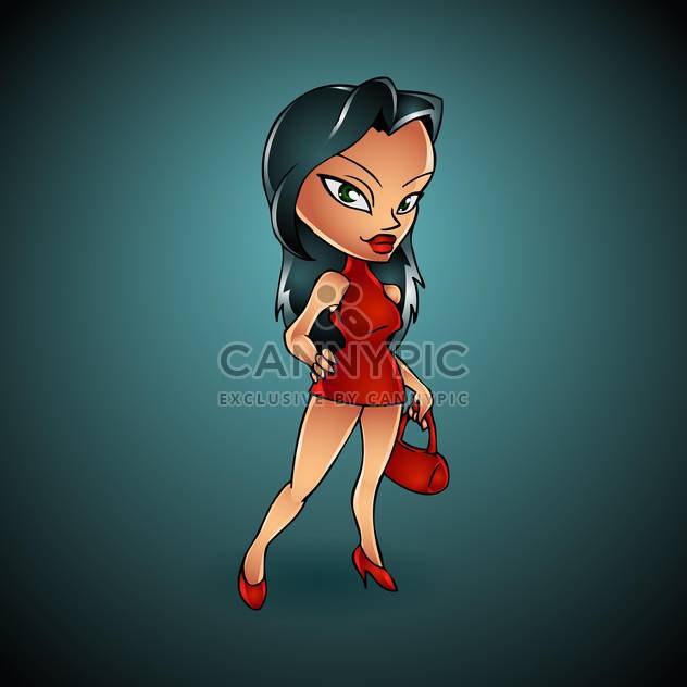 Vector illustration of cartoon lady in red - vector gratuit #128474 