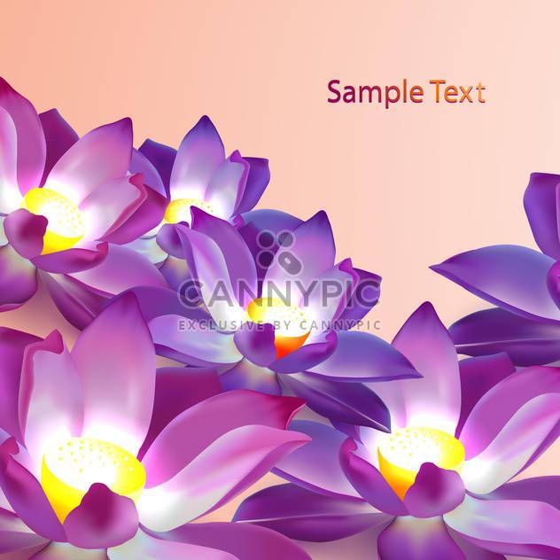Vector floral background with violet lotuses and place fo text - vector gratuit #128534 