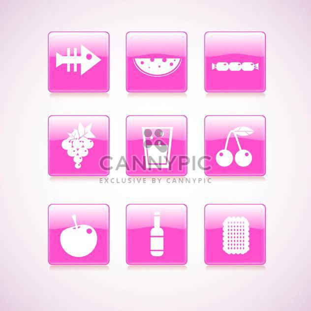 vector food square pink icons - бесплатный vector #129164