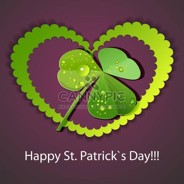 Vector St Patricks day greeting card with heart and clover leaf - vector gratuit #129384 
