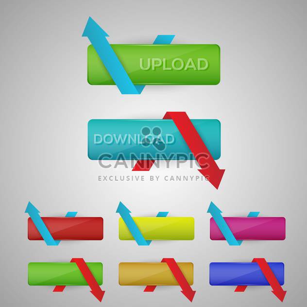 Vector illustration of colorful download and upload buttons - бесплатный vector #129404