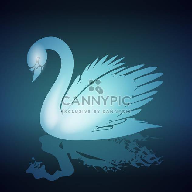 Vector illustration of blue swan on black background - vector gratuit #129574 