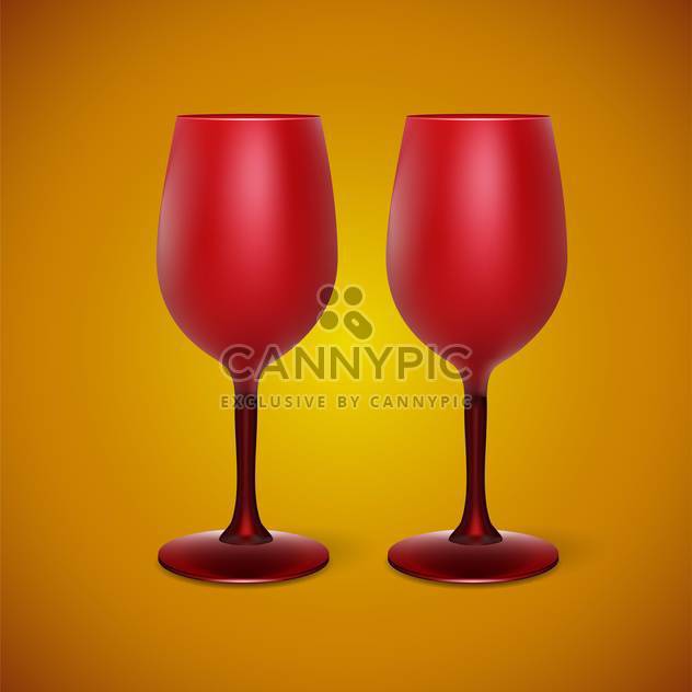 Vector illustration of red wineglasses on yellow background - vector gratuit #129664 