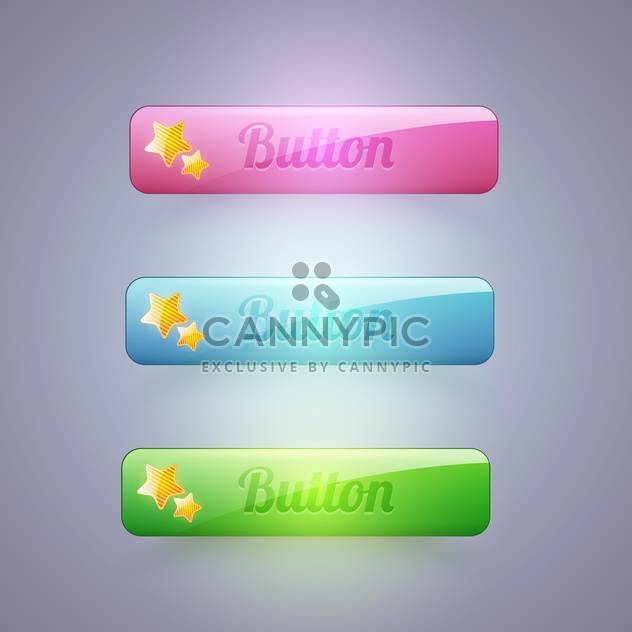 Vector set of colorful buttons with stars on gray background - Free vector #129794