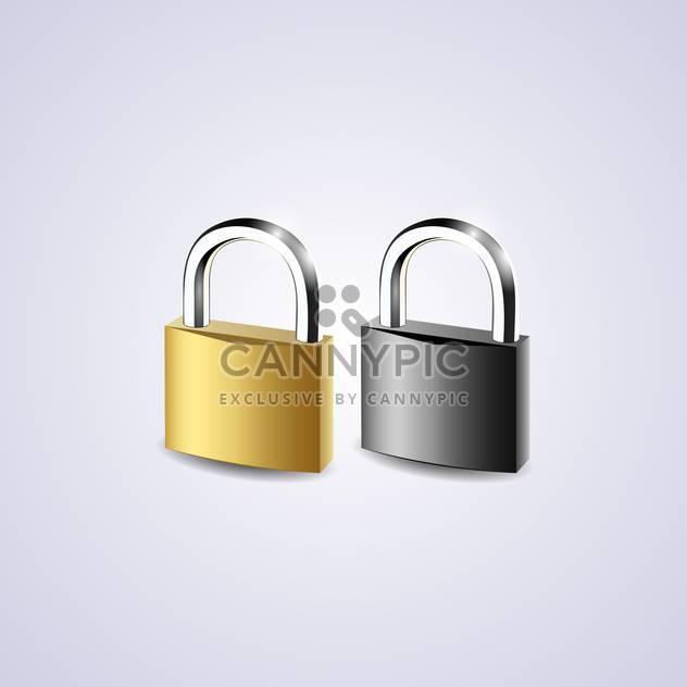 Vector illustration of two golden and black locks on violet background - бесплатный vector #129854