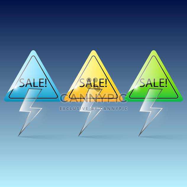 Vector colorful glass lightning sale banners on blue background - Kostenloses vector #130024