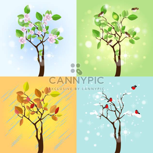 Vector illustration of four seasons tree - Free vector #130224
