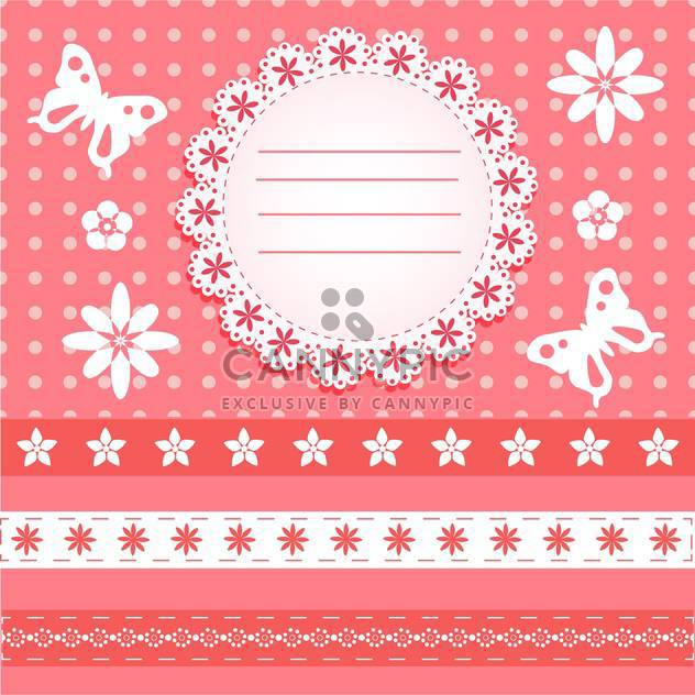 Greeting Card with butterflies and floral pattern - vector #130574 gratis