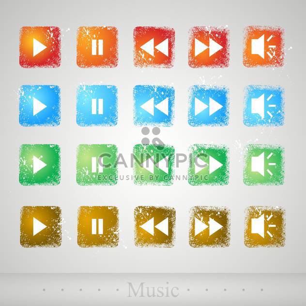 Multimedia colorful buttons on grey background - Free vector #130594