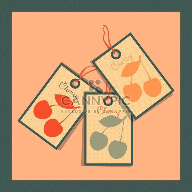paper tags with cherry on colorful background - vector gratuit #130744 