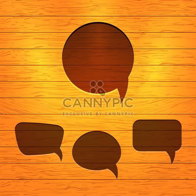 Vector set of speech bubbles on wooden background - Free vector #130844