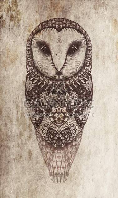 Owl vector illustration on a gray background - vector gratuit #130864 