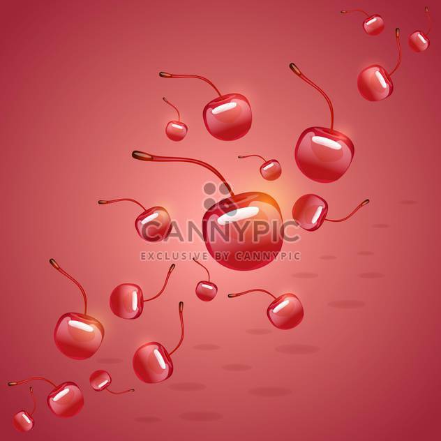 Background from cherries on red - бесплатный vector #131064