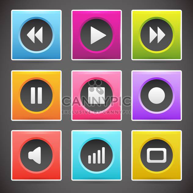 Multimedia buttons interface vector for web design - Free vector #131314