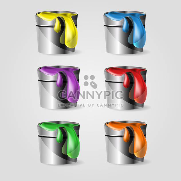 Vector color set of paint cans - Free vector #131394
