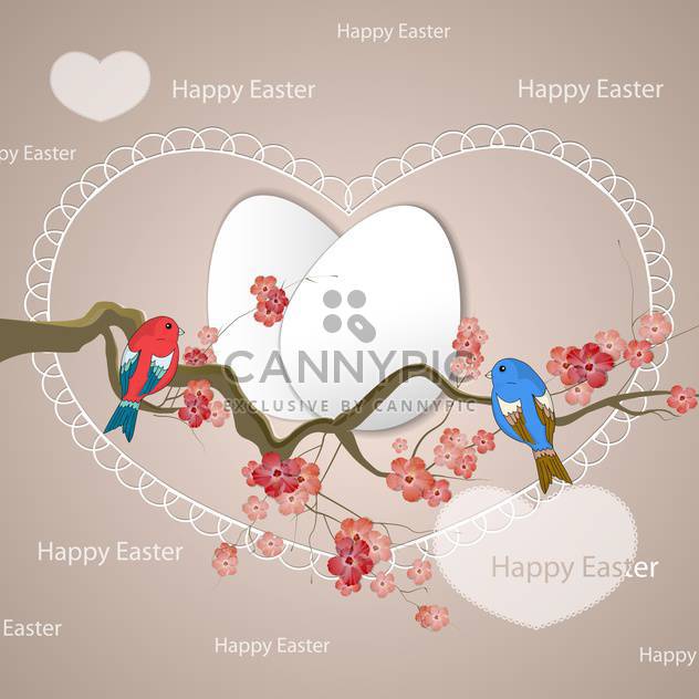 Happy Easter card with birds on the tree - vector #131574 gratis