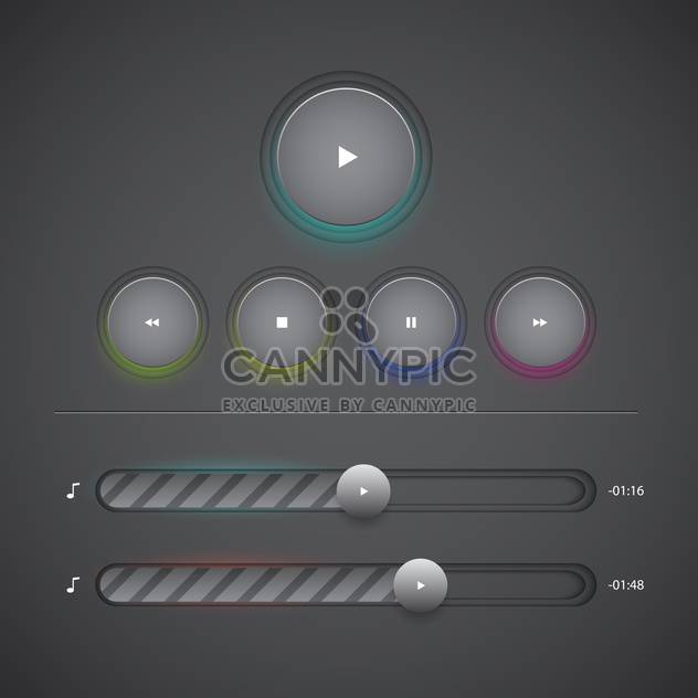 Vector web audio players on dark background - Free vector #131974