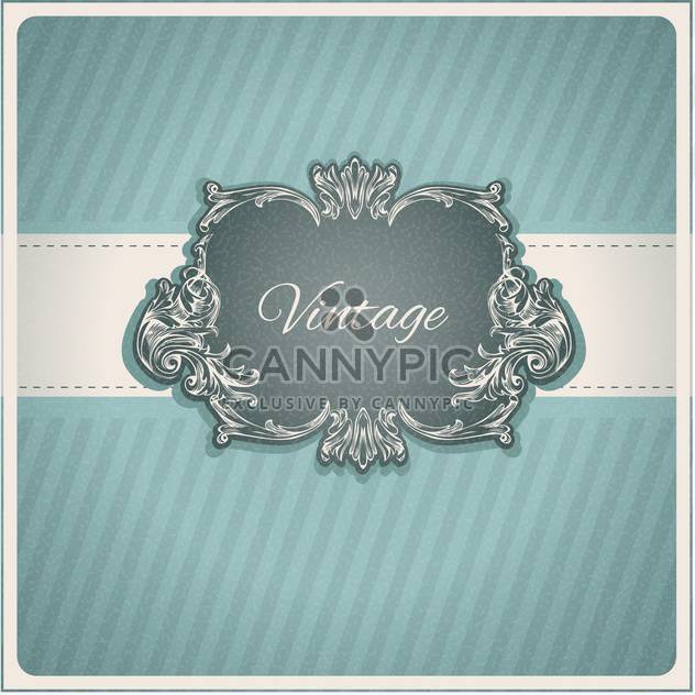 Vintage vector decorative frame on blue striped background - vector #132014 gratis
