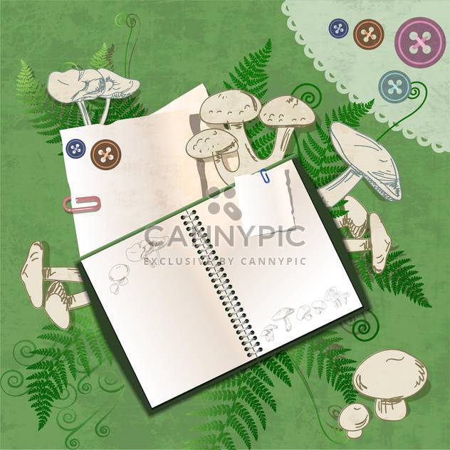 Vector empty notebook on floral green background - Kostenloses vector #132154