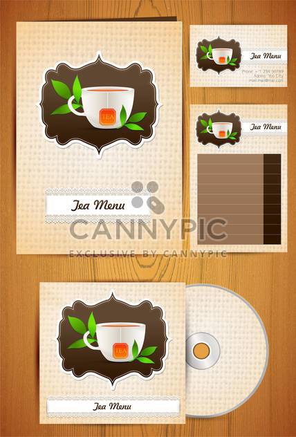 corporate identity tea menu labels set - vector gratuit #132604 