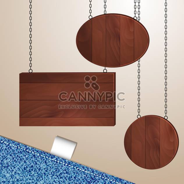 vector wooden boards on chains - vector gratuit #132834 