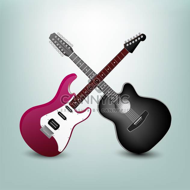 acoustic guitar and electric guitar illustration - vector gratuit #133024 