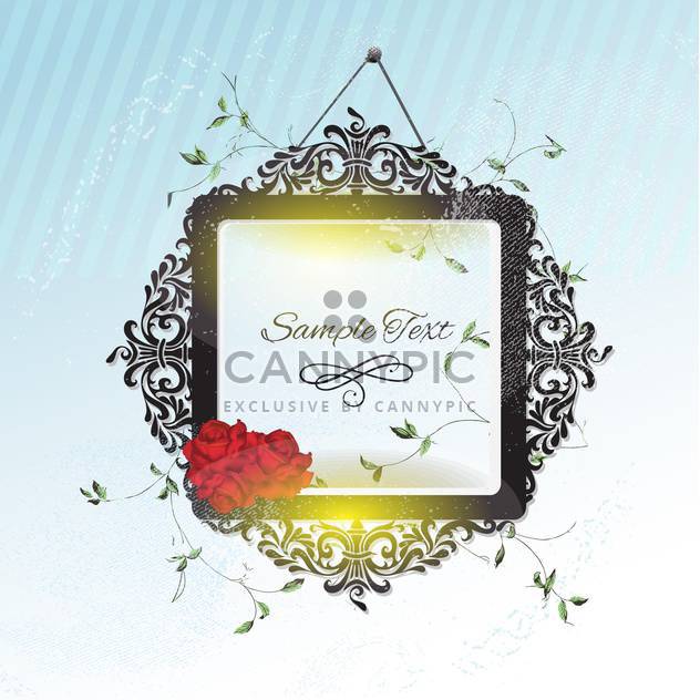 vintage frame with roses flowers - vector gratuit #133704 